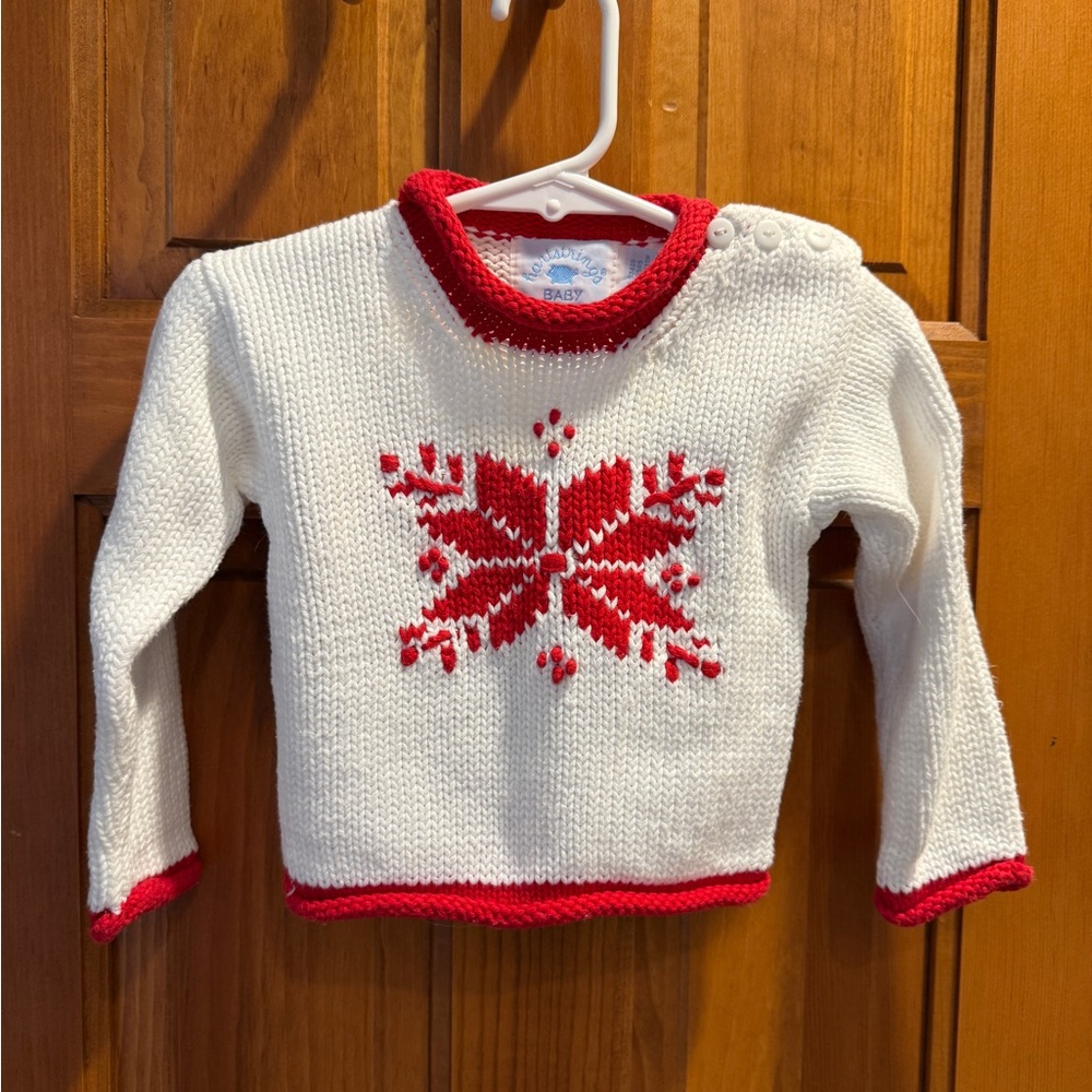 Hartstrings Red and White Baby Sweater